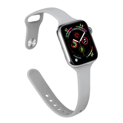 Produktbild von FFO2World schlankes Silikonarmband für Apple Watch 46/45/44/42/49 mm (inkl. Ultra) – Elegantes, leichtes Armband – Grau