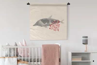 Produktbild von MuchoWow® Wandteppich Wandbehang Tiere - Pflanzen - Meer - Aquarell 90x90 cm Tapisserie Dekoration Wandtuch - Wandaufhänger