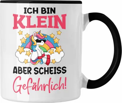 Produktbild von Trendation - Klein Aber Sch Gefährlich Lustige Einhorn Tasse mit Spruch Geschenkidee Einhornfans Sprüche Frauen (Schwarz)