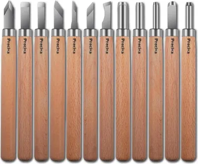 Image de Outils de sculpture en bois Set de 12 couteaux de sculpture en bois Ciseau à bois Couteau de sculpture en bois pour les sculptures en bois et le travail de la cire DIY artisanat