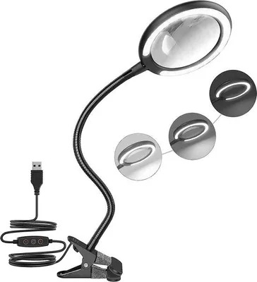 Obrázok produktu pre LED pracovné svietidlo – ohybné rameno – s reguláciou jasu – 3-násobné zväčšenie – USB port