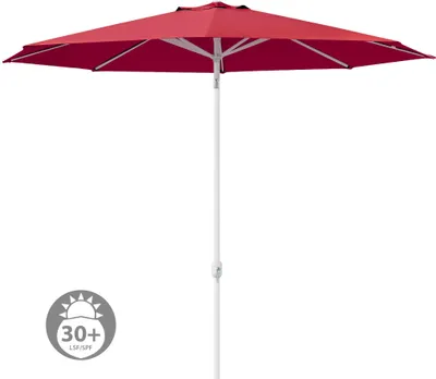 Produktbild von Sonnenschirm 3,5m rund bordeaux Garten Balkon knickbar mit Kurbel UV-Schutz Gestell weiß paramondo interpara