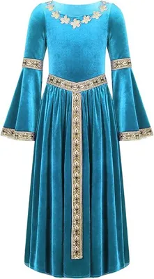 Produktbild von Mädchen Mittelalter Kleid Kostüm Gr. 128 – Renaissance Maxikleid Vintage Cosplay Bandage Kleid – Karneval, Halloween, Fasching & Party