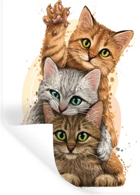Produktbild von MuchoWow® Wandtattoo Wandsticker Wandaufkleber Katzen - Illustration - Haustiere - Katze 90x120 cm Selbstklebend und Repositionierbar - Faltenfrei