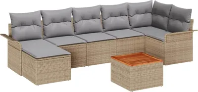 Produktbild von vidaXL Gartensofa-set 8 stk. Beige Poly-Rattan