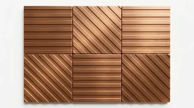 Produktbild von CopperAndCraft Metallfliesen Stripes – 6 handgefertigte Kupfer dekorative Fliesen 20x30 cm
