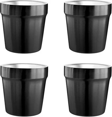 Productafbeelding van Ibenzoa® Dubbelwandige roestvrijstalen bekers – set van 4, 175 ml, gemaakt van voedselveilig 304/18-8 roestvrij staal, BPA-vrij, stapelbaar, 7,5 x 7,5 cm, geschikt voor reizen en kamperen