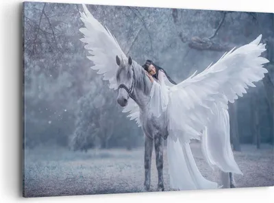 Produktbild von Bild auf Leinwand - Leinwandbild - Frau Pferd Natur - 120x80cm - Wand Bild - Wanddeko - Wandbilder - Leinwanddruck - Bilder - Kunstdruck - Wanddekoration - Leinwand bilder - Wandkunst - AA120x80-3998