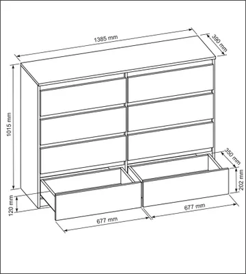 Produktbild von Praktische Kommode 140 cm mit 8 Schubladen mit viel Stauraum