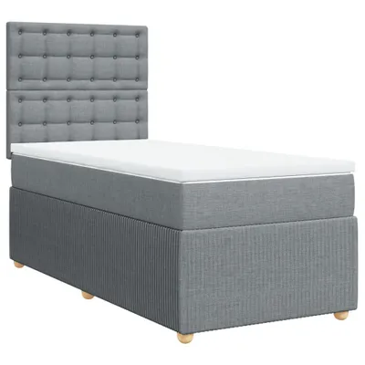 Produktbild von Boxspringbett mit Matratze Hellgrau 100x200 cm Stoff