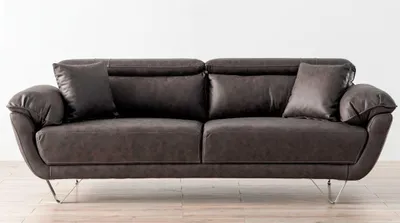Produktbild von Modernes 3-Sitzer-Sofa in Dunkelgrau mit Metallbeinen für Ihr Wohnzimmer