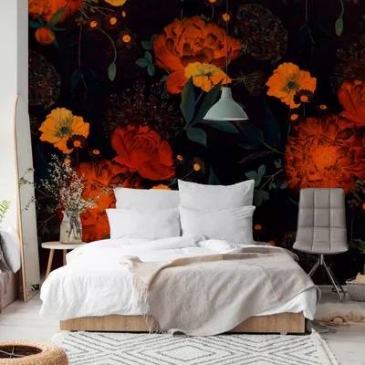 Produktbild von Vlies Fototapete Blumen 400x280 cm Tapeten Wandtapete XXL MohnBlumen Päonie Blätter Natur bunt b-C-10143-a-c