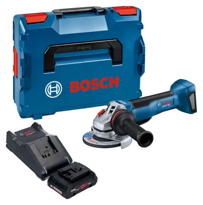 Obrázek produktu pro Bosch GWS 18V-10 P Professional akumulátorová úhlová bruska 18 V 125 mm bezkartáčová + 1x akumulátor ProCORE 4,0 Ah + nabíječka + L-Boxx