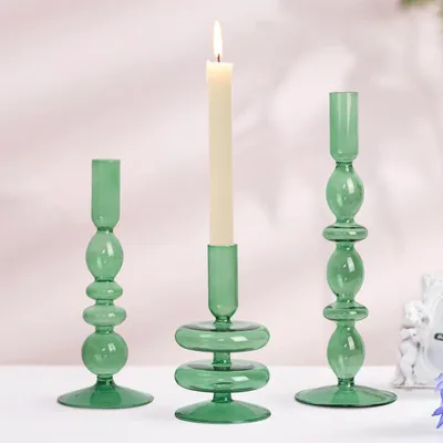 Immagine prodotto di Candeliere per candele conici: set di 3 portacandele in vetro