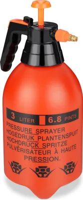 Obrázek produktu pro Relaxdays tlaková rozprašovačka 3 l, nastavitelná mosazná tryska, voda a herbicid, zahradní rozprašovač, oranžová/černá