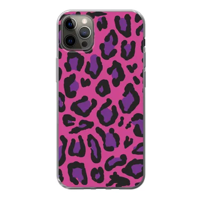 Produktbild von MuchoWow® Handyhülle Schutzhülle Hülle für iPhone 13 Pro Max Pantherdruck - Rosa - Lila Silikon Softcase Handy Hülle - Mobiltelefon