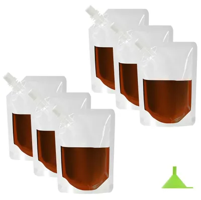 6 nachfüllbare Trinkbeutel 250 ml, durchsichtig, wiederverwendbar
