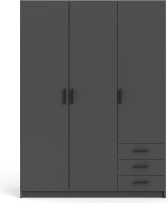 Produktbild von Spell Kleiderschrank 3 Türen und 3 Schubladen matt grau.