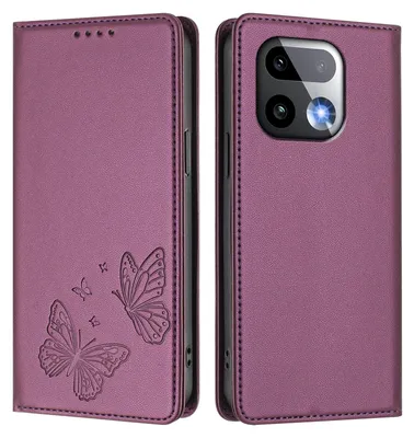 Produktbild von Lederhülle für Realme 16 Pro+, Schmetterling Prägung Leder Brieftasche Schutzhülle mit Ständer Lila