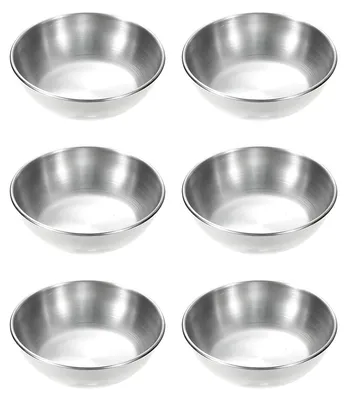 6er-Set Edelstahl-Dip-Schalen, silber, rund, 8,8 cm, spülmaschinengeeignet