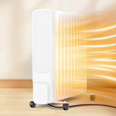 Image de Bettizia Radiateur à huile 2500W 11 ailettes avec écran LCD Touchscreen WiFi App & Télécommande Radiateur à huile mobile 24h Timer chauffage Thermostat & protection contre la surchauffe Blanc