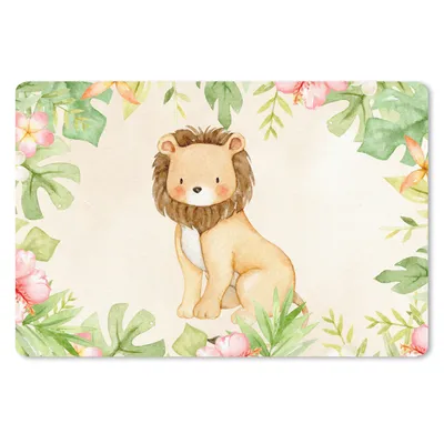Produktbild von MuchoWow® Schreibtischunterlage Löwe - Dschungel - Aquarell 60x40 cm - XXL Mauspad - Großes Mauspad