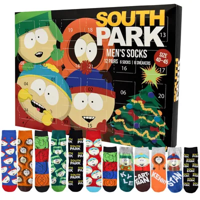 Adventskalender mit 12 Paar South Park Socken, Gr. 40-45