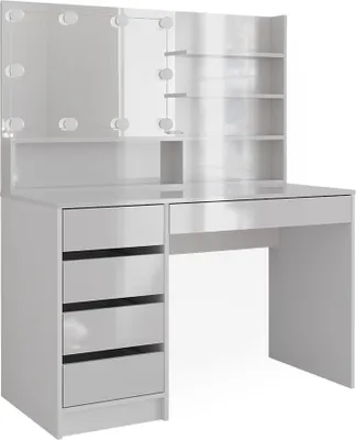 Zdjęcie produktu dla Stół do toalety Vicco Sherry Biały 120 cm z oświetleniem LED i półką z lustrem, Model 41292