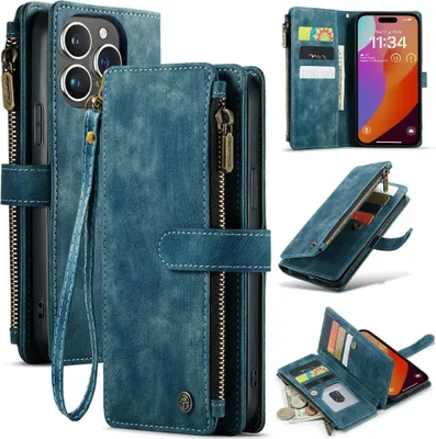 Produktbild von iPhone 16 Pro Max Hülle - CaseMe C30 Klapphülle mit Brieftasche - Blau