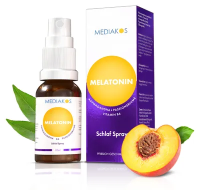 Image de Spray végétal Melatonine-Ashwagandha Mediakos pour favoriser le sommeil, 20 ml