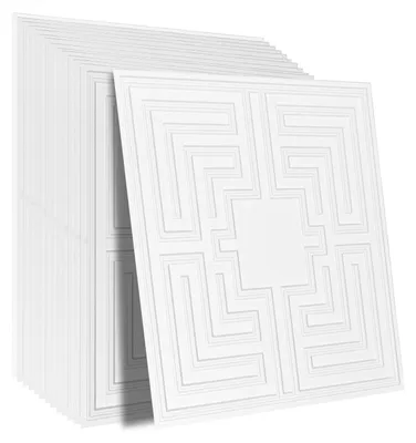 Image de VEVOR Carreaux de plafond, paquet de 12 24 x 24 pouces, carreaux de plafond suspendus en feuille de PVC de haute qualité, installation/découpe facile, carreaux de plafond en plastique à coller, revêtement de plafond