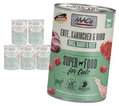 Zdjęcie produktu dla MAC's Cat 6x400g Mokra Karma Dla Kota Kaczka Królik Wołowina