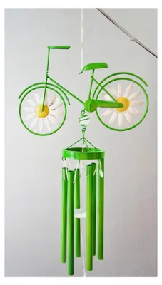 Produktbild von Windspiel Fahrrad grün Klangspiel 52 cm, für den Garten Gartendeko Metall