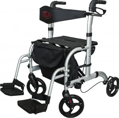 Produktbild von Antar Aluminium Hybrid Rollator Rollstuhl 2 in 1 Transportstuhl Reiserollator