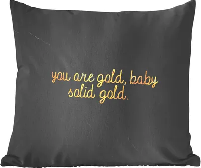 Produktbild von MuchoWow® Zierkissen Sofakissen Wohnzimmer Dekokissen 50x50 cm Zitate - Gold - Marmor - Schwarz - Komfort - Sofakissen