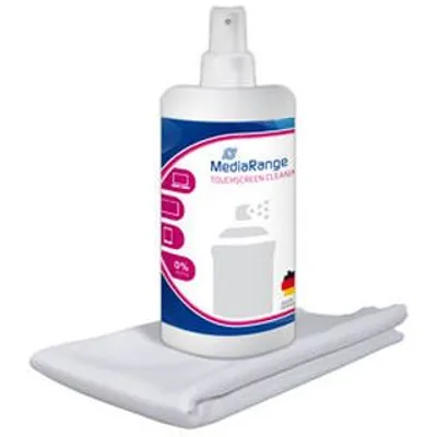 Produktbild von MediaRange Spray & Clean Set, Gerätereinigungsflüssigkeit, Bildschirme/Kunststoffe, 30 ml, Mikrofaser, Weiß, Universal