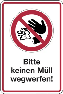 Produktbild von Dreifke® Verbotsschild, Bitte keinen Müll wegwerfen!, 300 x 200 mm, Aluverbun...