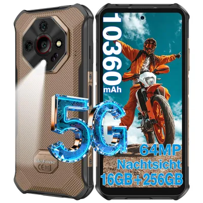 Image de Ulefone Armor X16 Pro AI Smartphone Incassable Android 15, 5G Telephone Portable Incassable 10360mAh, 16Go+256Go 64MP+Vision Nocturne 6.56" HD+ - Or