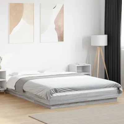 Produktbild von vidaXL Bettgestell mit LED Grau Sonoma 120x200 cm Holzwerkstoff