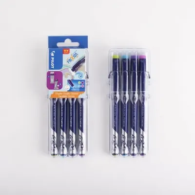 Zdjęcie produktu dla Pilot FriXion Fineliner, Jasny Niebieski, Limonka, Różowy, Fioletowy, Drobny, Niebieski, Srebrny, Okrągły, 1,3 mm, 0,45 mm