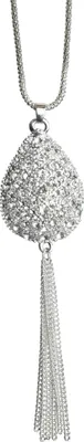 Produktbild von Steuer Modeschmuck Kette Metall 77cm silber Glasstein weiß 445050162