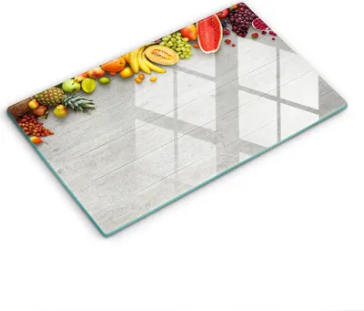 Produktbild von Abdeckung Glas - Küchenabdeckung - 30x52 cm - Abdeckplatte -Früchte auf Brettern