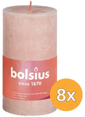 Productafbeelding van 8x Bolsius Rustiekkaars Shine 100/50 Misty Pink (1 stuk)