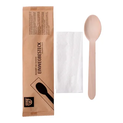 Produktbild von Holzlöffel mit Serviette 25-tlg. Set