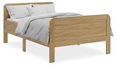 Image de Lit confortable 120x200 Lit pour Seniors Hauteur réglable Lit en bois Chêne  Lit simple Cadre de lit