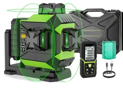 Image de Niveau laser avec trois lignes vertes à 360 degrés, autonivelant et étanche (indice de protection IP54)
