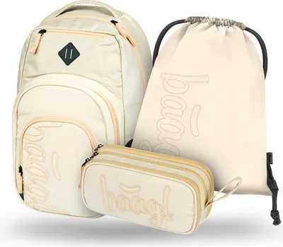 Produktbild von BAAGL Coolmate Beige Rucksack-Set 3tlg: Rucksack, Federmäppchen, Turnbeutel