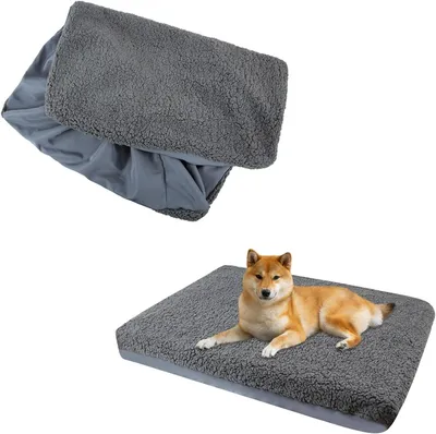Imagen del producto de Funda para cojín de cama para perros, suave, de felpa, 91 x 69 x 15 cm, lavable, para camas de mascotas