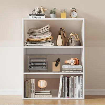 Produktbild von Offenes Dachschrägenregal,95×80×52 cm Bücherregal & Aufbewahrungsregal für Dachgeschoss, Weiß
