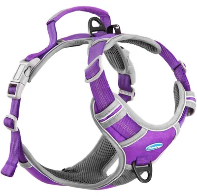 Immagine prodotto di Imbracatura per cani con maniglia, regolabile, riflettente, traspirante, imbottita, colore viola